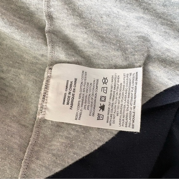 NIKEx SACAI sz XS Hybrid Tee Navy Blue Stripe Tshirt CD6311 White Gray - Picture 6 of 10